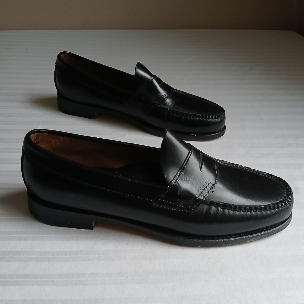 Bass Weejuns Loafers Mens 10 D Black Leather Slip On Comfort Vintage